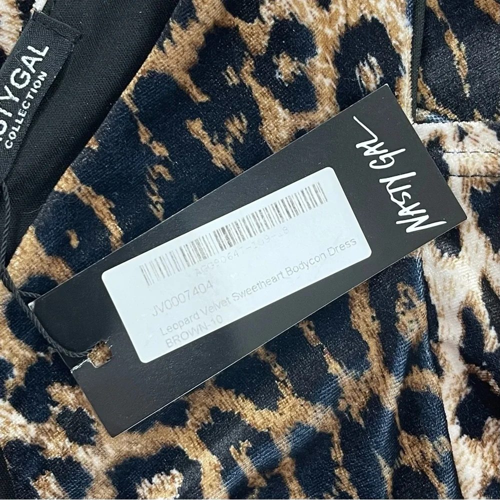 Nasty Gal l 6 Retro Pinup Animal Leopard Velvet Sweetheart Bodycon Wiggle Dress